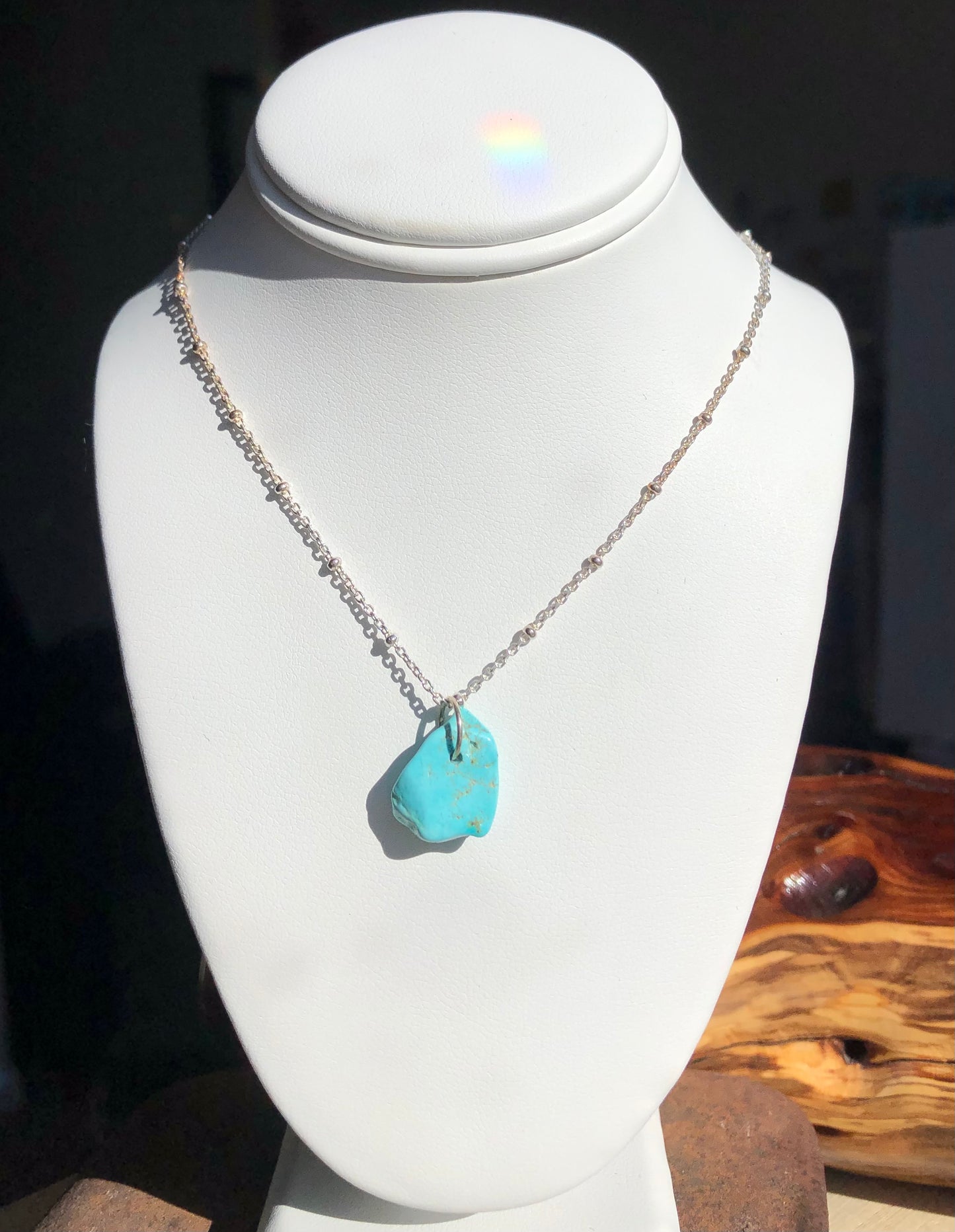 Turquoise Nugget Pendant Necklace - Silver Fox Mine