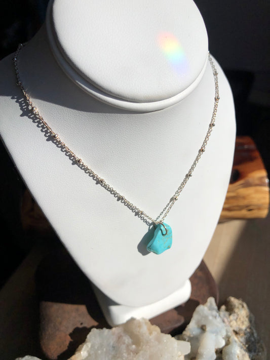 Turquoise Nugget Pendant Necklace - Silver Fox Mine