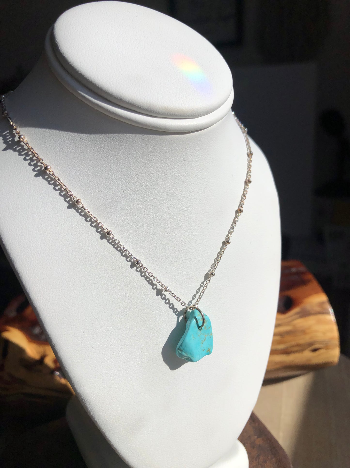 Turquoise Nugget Pendant Necklace - Silver Fox Mine