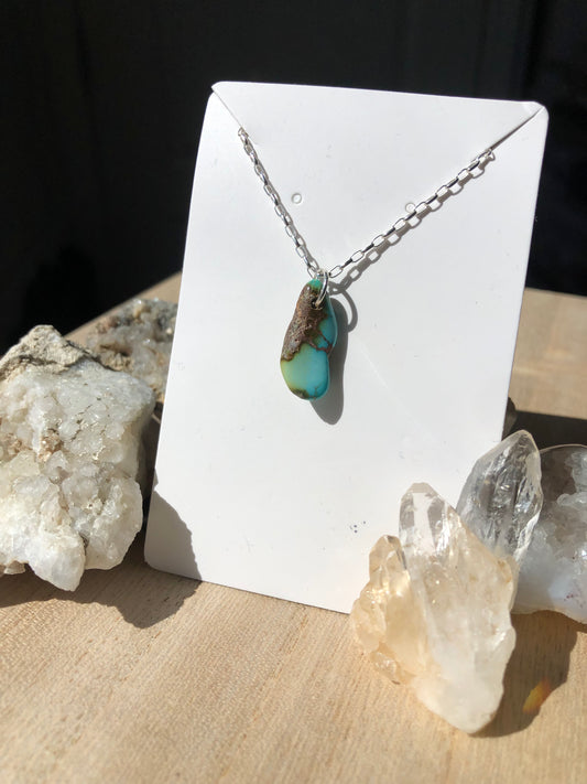 Turquoise Nugget Pendant Necklace - Natural Nevada Turquoise