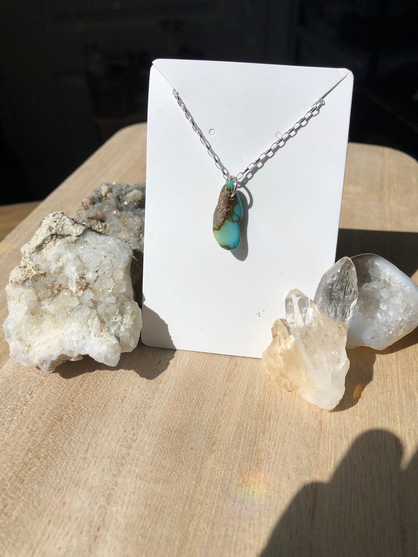 Turquoise Nugget Pendant Necklace - Natural Nevada Turquoise